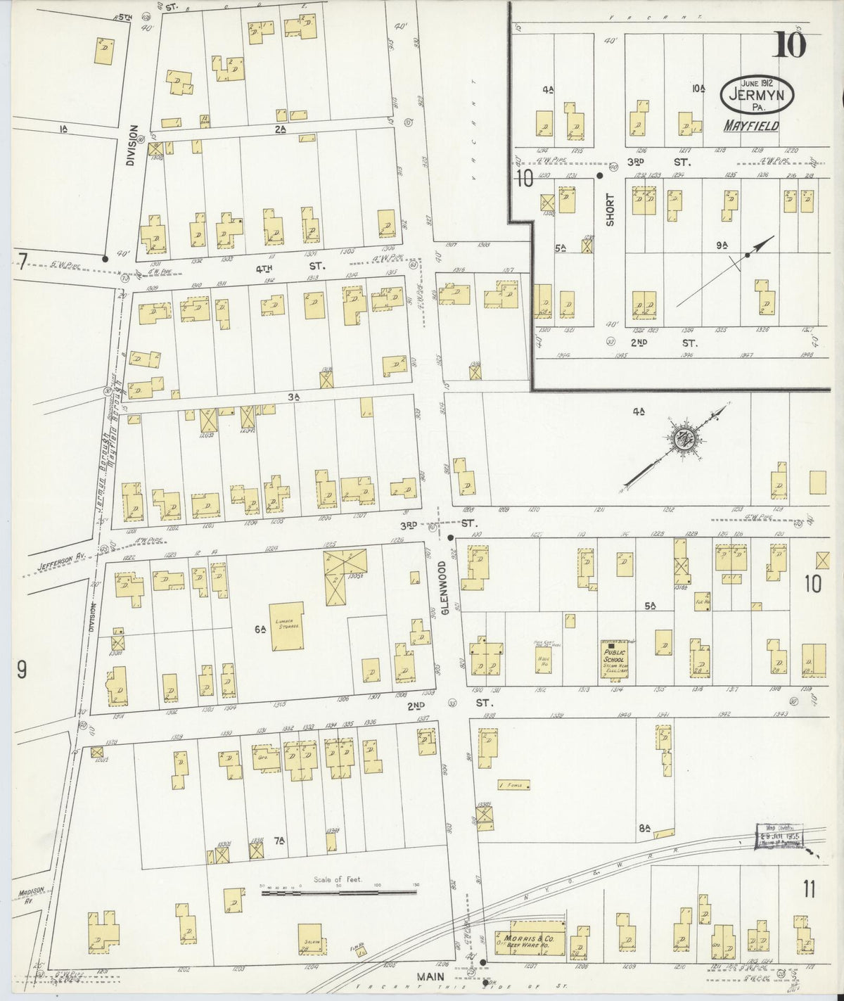 Sanborn Fire Insurance Map from Jermyn, Lackawanna County, Pennsylvania (1912), Sheet #0010 - Complete Map Set gallery image, historic Sanborn map, vintage wall art, Pennsylvania Pennsylvania
