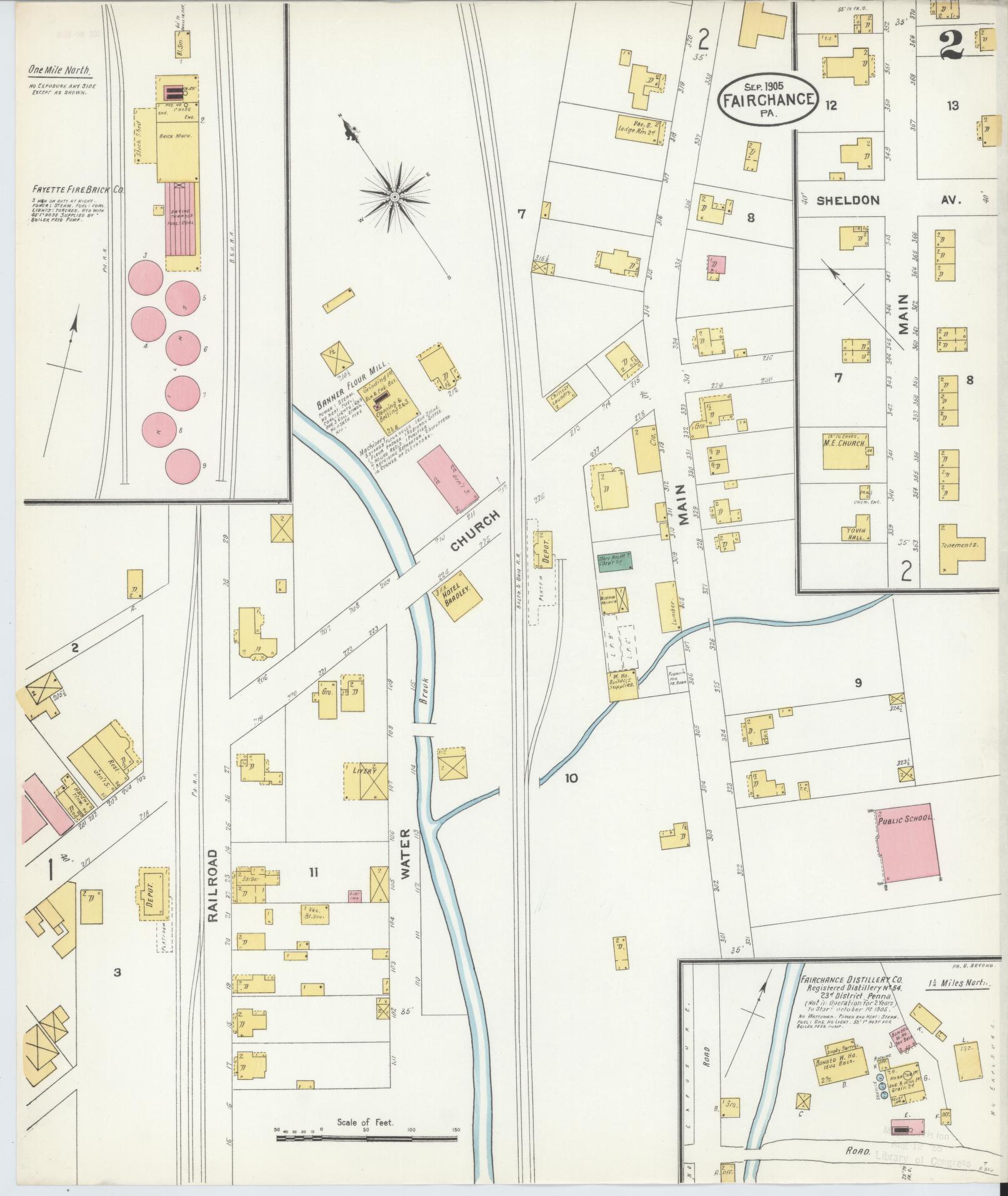 Sanborn Fire Insurance Map from Fairchange, Fayette County, Pennsylvania (1905), Sheet #0002 - Historic Sanborn Fire Insurance Map Print, vintage old map wall art, antique decor, genealogy gift, Pennsylvania Pennsylvania map