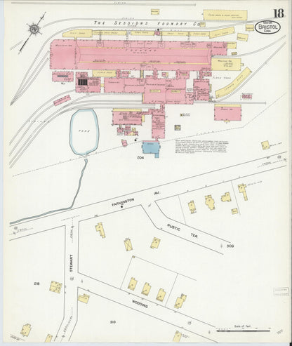 Sanborn Fire Insurance Map from Bristol, Hartford County, Connecticut (1911), Sheet #0018 - Complete Map Set gallery image, historic Sanborn map, vintage wall art, Connecticut Connecticut