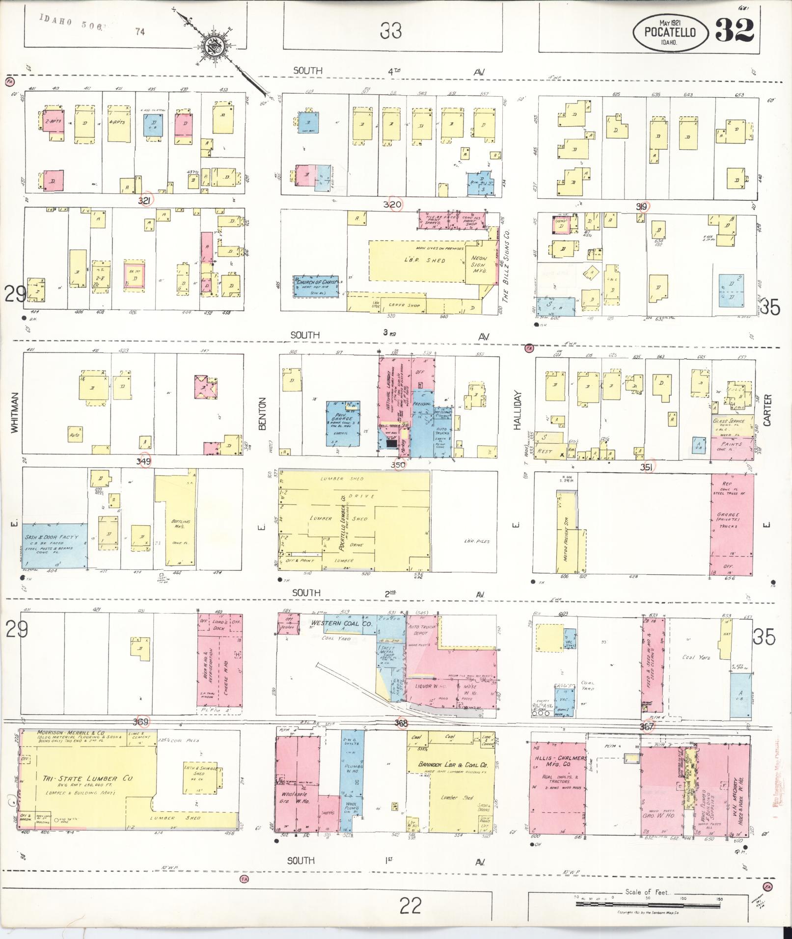 Sanborn Fire Insurance Map from Pocatello, Bannock County, Idaho (1948), Sheet #0032 - Historic Sanborn Fire Insurance Map Print, vintage old map wall art, antique decor, genealogy gift, Idaho Idaho map
