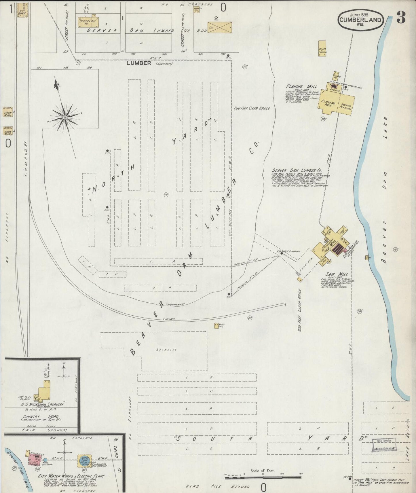 Sanborn Fire Insurance Map from Cumberland, Barron County, Wisconsin (1899), Sheet #0003 - Historic Sanborn Fire Insurance Map Print, vintage old map wall art, antique decor, genealogy gift, Wisconsin Wisconsin map