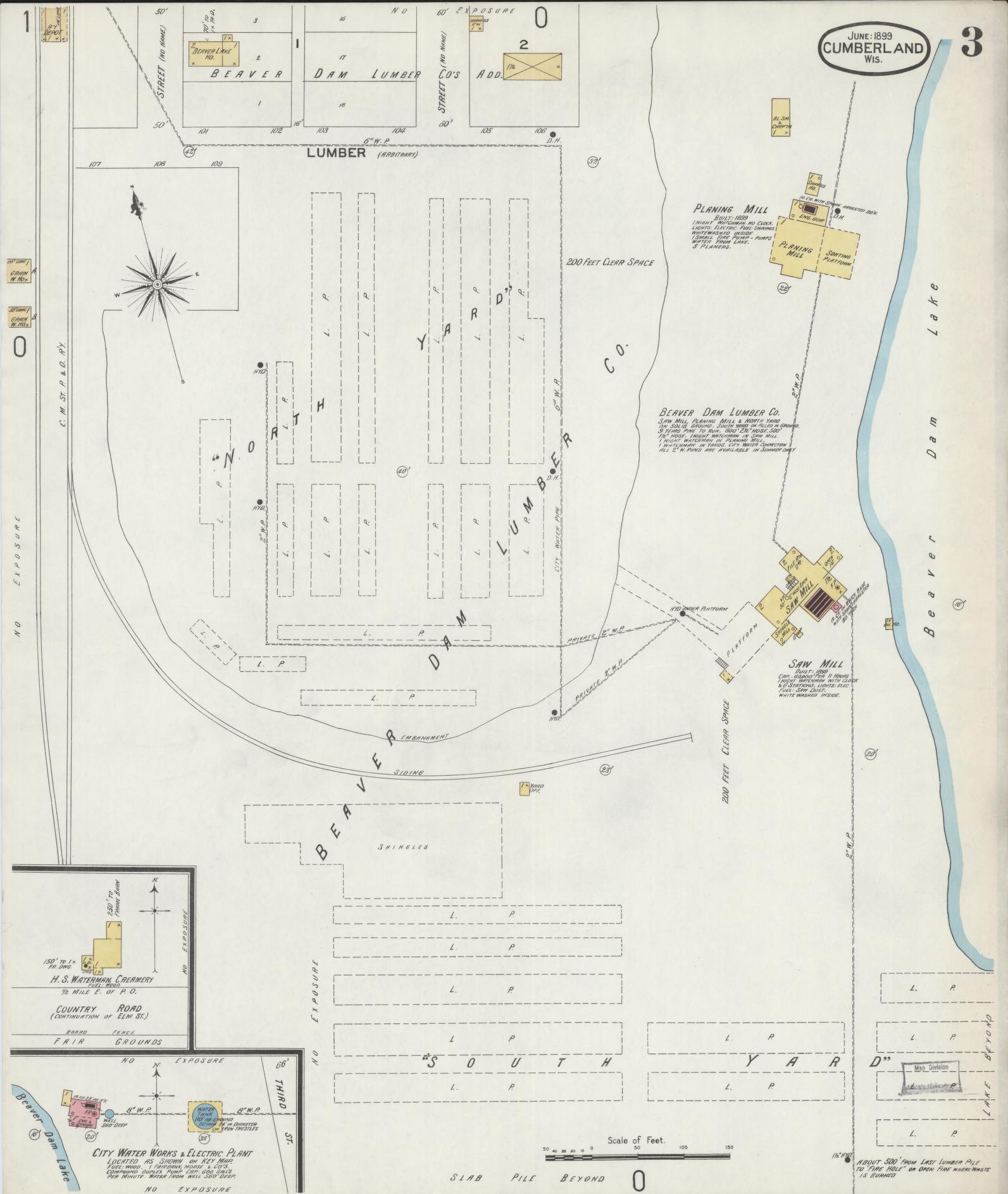 Sanborn Fire Insurance Map from Cumberland, Barron County, Wisconsin (1899), Sheet #0003 - Historic Sanborn Fire Insurance Map Print, vintage old map wall art, antique decor, genealogy gift, Wisconsin Wisconsin map