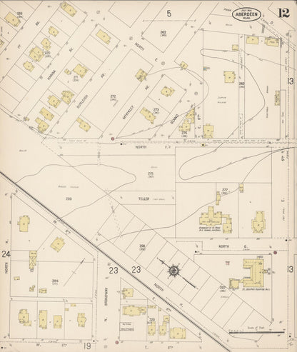 Sanborn Fire Insurance Map from Aberdeen, Grays Harbor County, Washington (1914), Sheet #0012 - Complete Map Set gallery image, historic Sanborn map, vintage wall art, Washington Washington