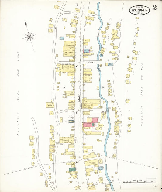Sanborn Fire Insurance Map from Wardner, Shoshone County, Idaho (1896), Sheet #0002 - Historic Sanborn Fire Insurance Map Print, vintage old map wall art, antique decor, genealogy gift, Idaho Idaho map