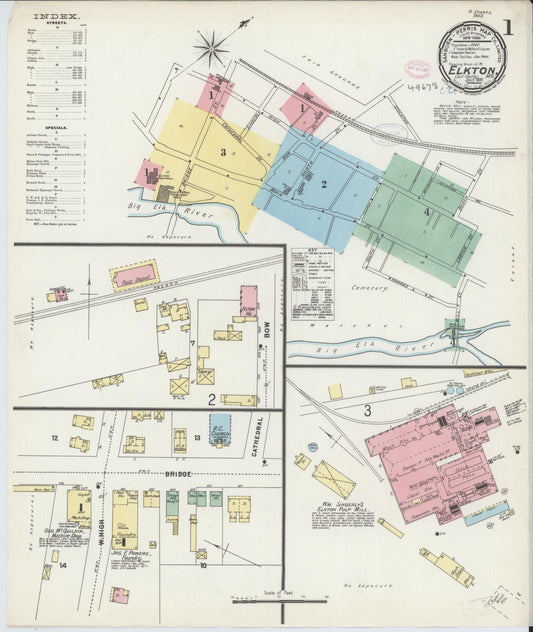 Sanborn Fire Insurance Map from Elkton, Cecil County, Maryland (1897), Sheet #0001 - Historic Sanborn Fire Insurance Map Print, vintage old map wall art, antique decor, genealogy gift, Maryland Maryland map