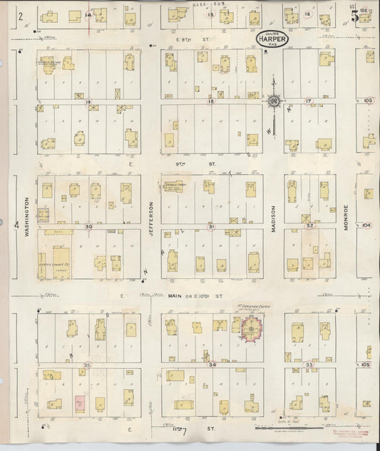Sanborn Fire Insurance Map from Harper, Harper County, Kansas (1943), Sheet #0005 - Historic Sanborn Fire Insurance Map Print, vintage old map wall art, antique decor, genealogy gift, Kansas Kansas map
