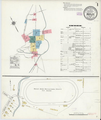 Sanborn Fire Insurance Map from Naples, Ontario County, New York (1911), Sheet #0001 - Complete Map Set gallery image, historic Sanborn map, vintage wall art, New York New York