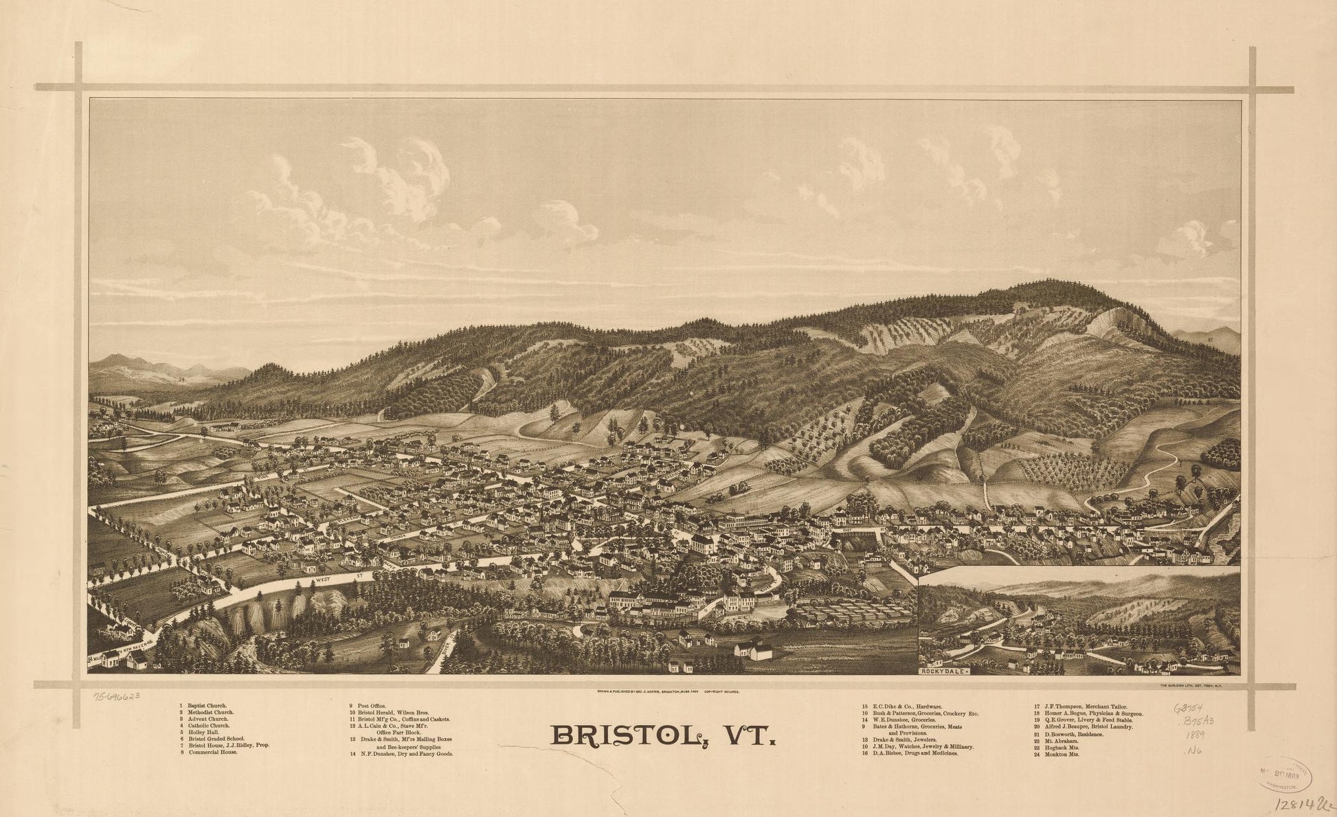 Bristol, Vt. (1889) – Historic Bird’s-Eye View Panorama Print