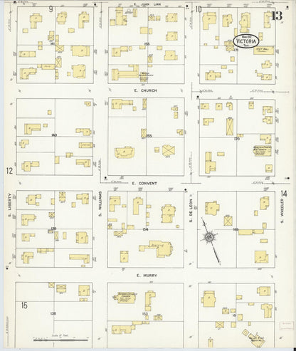 Sanborn Fire Insurance Map from Victoria, Victoria County, Texas (1912), Sheet #0013 - Complete Map Set gallery image, historic Sanborn map, vintage wall art, Texas Texas