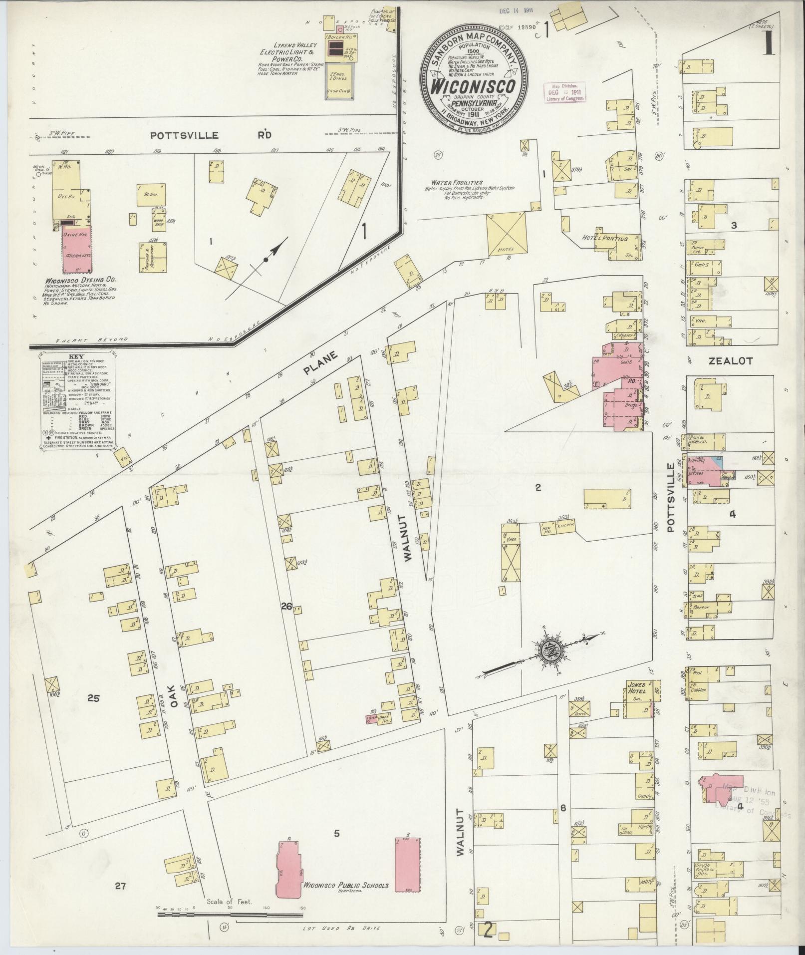 Sanborn Fire Insurance Map from Wiconisco, Dauphin County, Pennsylvania (1911), Sheet #0001 - Complete Map Set gallery image, historic Sanborn map, vintage wall art, Pennsylvania Pennsylvania