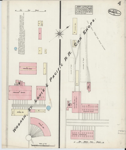 Sanborn Fire Insurance Map from Moberly, Randolph County, Missouri (1884), Sheet #0004 - Historic Sanborn Fire Insurance Map Print, vintage old map wall art, antique decor, genealogy gift, Missouri Missouri map