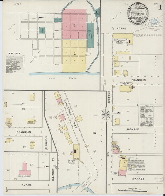 Sanborn Fire Insurance Map from Golconda, Pope County, Illinois (1894), Sheet #0001 - Historic Sanborn Fire Insurance Map Print, vintage old map wall art, antique decor, genealogy gift, Illinois Illinois map