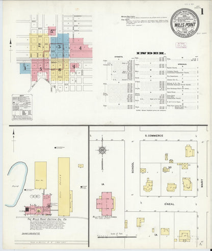 Sanborn Fire Insurance Map from Wills Point, Van Zandt County, Texas (1912), Sheet #0001 - Historic Sanborn Fire Insurance Map Print, vintage old map wall art, antique decor, genealogy gift, Texas Texas map