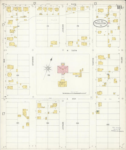 Sanborn Fire Insurance Map from Pendleton, Umatilla County, Oregon (1903), Sheet #0018 - Complete Map Set gallery image, historic Sanborn map, vintage wall art, Oregon Oregon