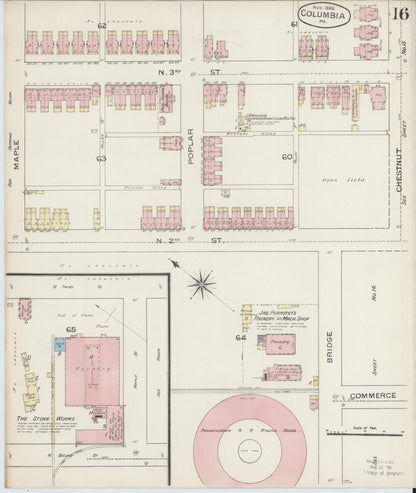 Sanborn Fire Insurance Map from Columbia, Lancaster County, Pennsylvania (1886), Sheet #0016 - Complete Map Set gallery image, historic Sanborn map, vintage wall art, Pennsylvania Pennsylvania