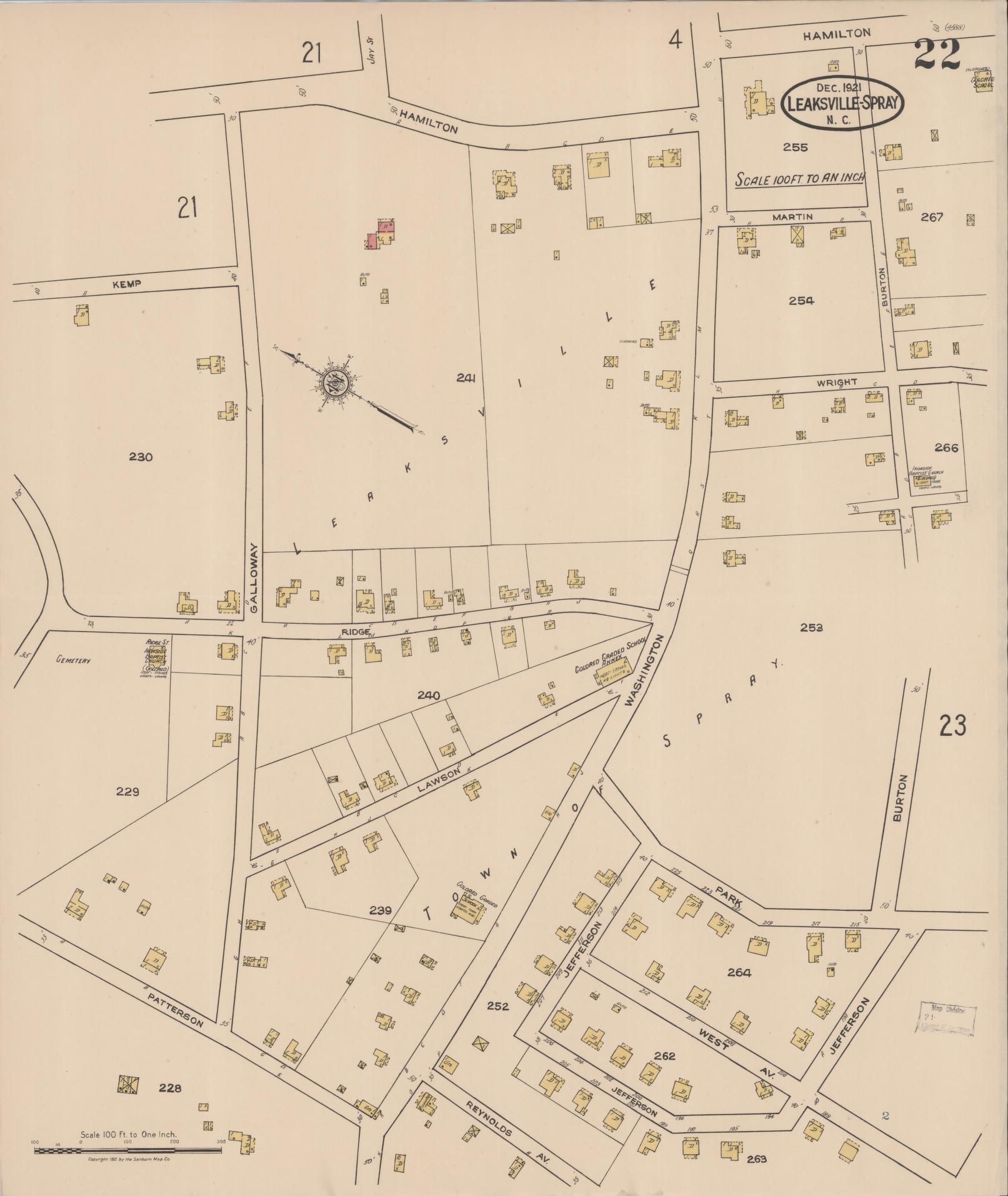 Sanborn Fire Insurance Map from Leaksville-spray, Rockingham County, North Carolina (1921), Sheet #0022 - Complete Map Set gallery image, historic Sanborn map, vintage wall art, North Carolina North Carolina