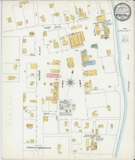 Sanborn Fire Insurance Map from Webbers Falls, Muskogee County, Oklahoma (1901), Sheet #0001 - Historic Sanborn Fire Insurance Map Print, vintage old map wall art, antique decor, genealogy gift, Oklahoma Oklahoma map
