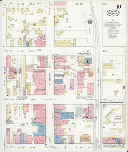 Sanborn Fire Insurance Map from Faribault, Rice County, Minnesota (1914), Sheet #0010 - Historic Sanborn Fire Insurance Map Print, vintage old map wall art, antique decor, genealogy gift, Minnesota Minnesota map