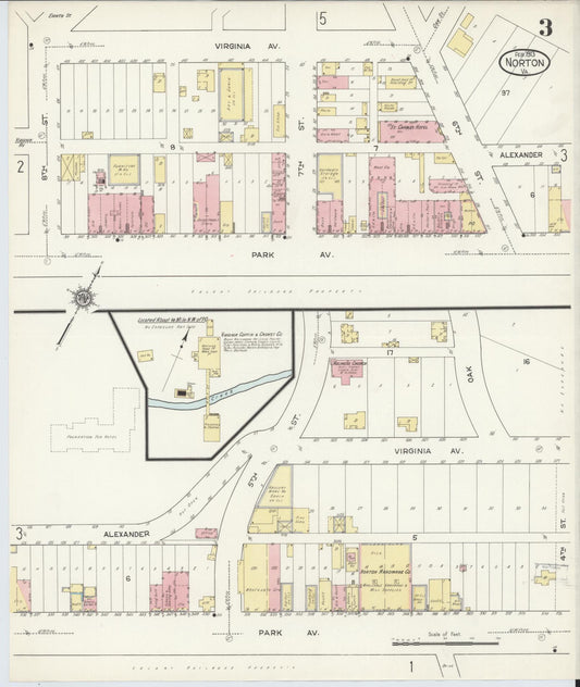 Sanborn Fire Insurance Map from Norton, Independent Cities, Virginia (1913), Sheet #0003 - Historic Sanborn Fire Insurance Map Print, vintage old map wall art, antique decor, genealogy gift, Virginia Virginia map
