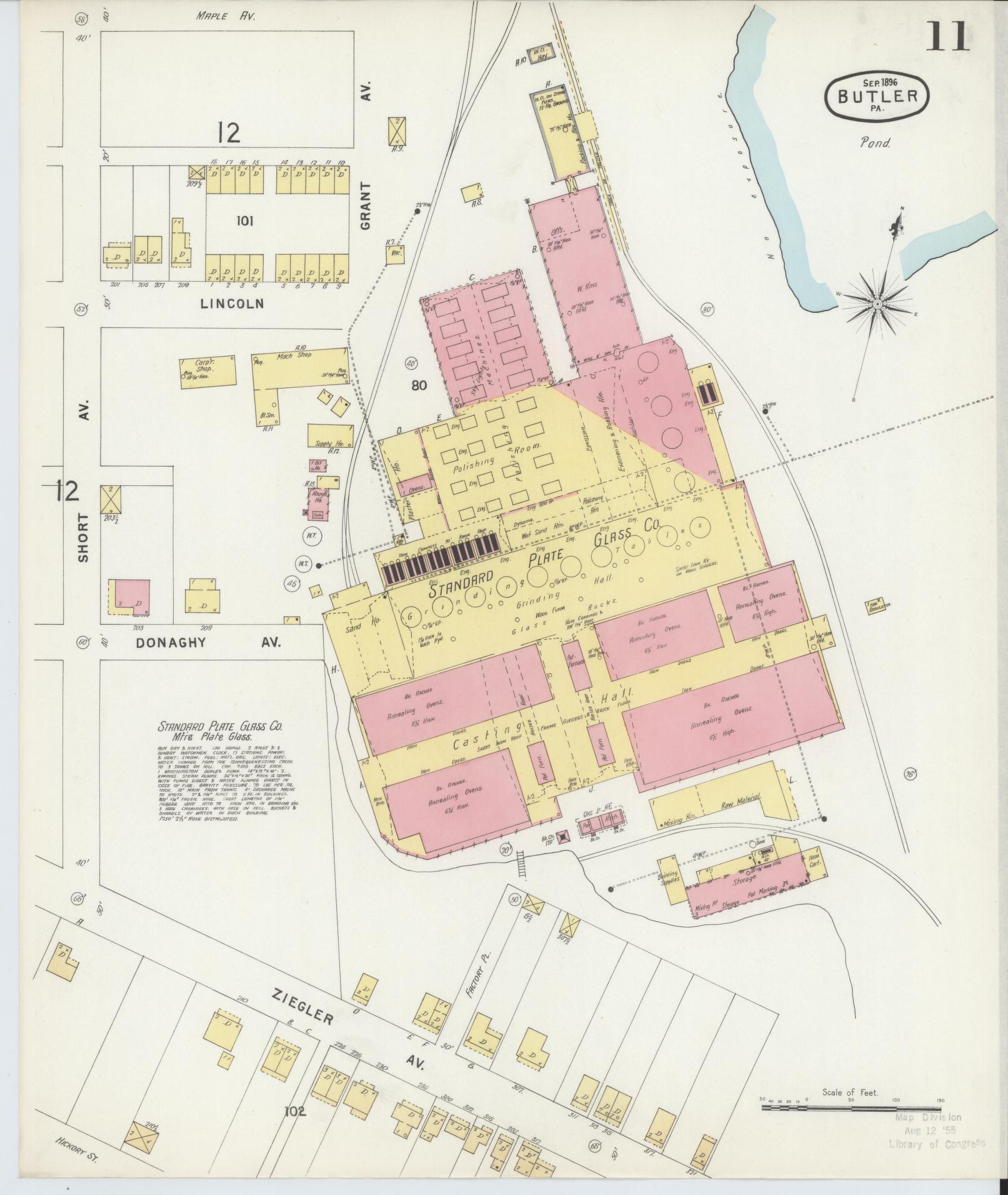 Sanborn Fire Insurance Map from Butler, Butler County, Pennsylvania (1896), Sheet #0011 - Historic Sanborn Fire Insurance Map Print, vintage old map wall art, antique decor, genealogy gift, Pennsylvania Pennsylvania map