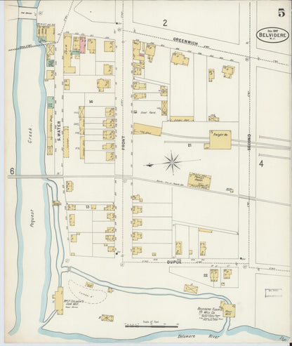 Sanborn Fire Insurance Map from Belvidere, Warren County, New Jersey (1897), Sheet #0005 - Complete Map Set gallery image, historic Sanborn map, vintage wall art, New Jersey New Jersey