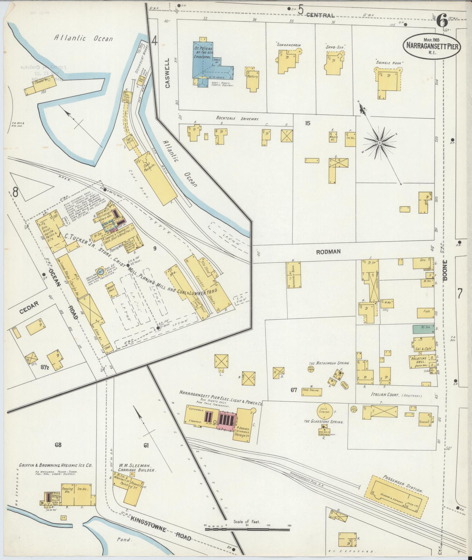 Sanborn Fire Insurance Map from Narragansett Pier, Washington County, Rhode Island (1903), Sheet #0006 - Complete Map Set gallery image, historic Sanborn map, vintage wall art, Rhode Island Rhode Island