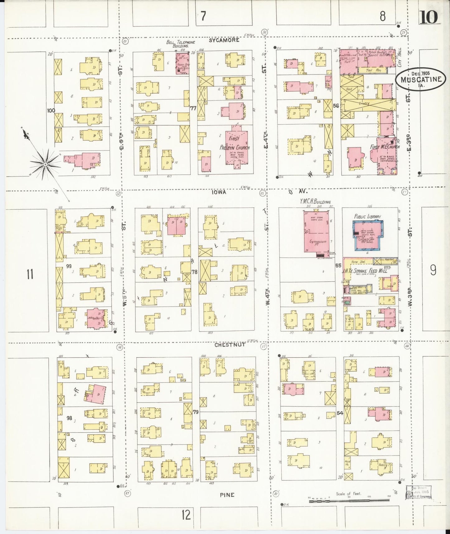 Sanborn Fire Insurance Map from Muscatine, Muscatine County, Iowa (1905), Sheet #0010 - Historic Sanborn Fire Insurance Map Print