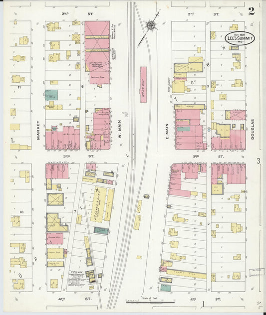Sanborn Fire Insurance Map from Lee's Summit, Jackson County, Missouri (1909), Sheet #0002 - Historic Sanborn Fire Insurance Map Print, vintage old map wall art, antique decor, genealogy gift, Missouri Missouri map