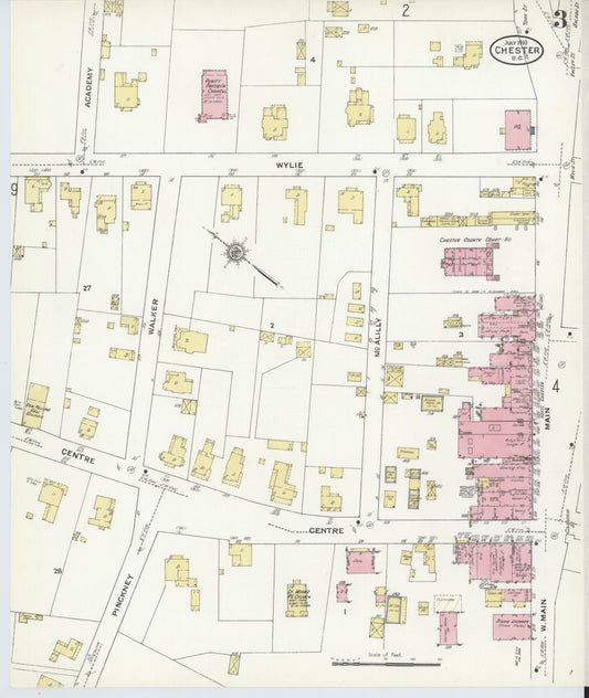 Sanborn Fire Insurance Map from Chester, Chester County, South Carolina (1910), Sheet #0003 - Historic Sanborn Fire Insurance Map Print, vintage old map wall art, antique decor, genealogy gift, South Carolina South Carolina map