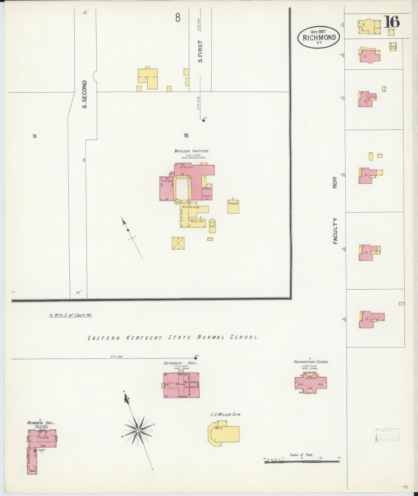Sanborn Fire Insurance Map from Richmond, Madison County, Kentucky (1907), Sheet #0016 - Complete Map Set gallery image, historic Sanborn map, vintage wall art, Kentucky Kentucky