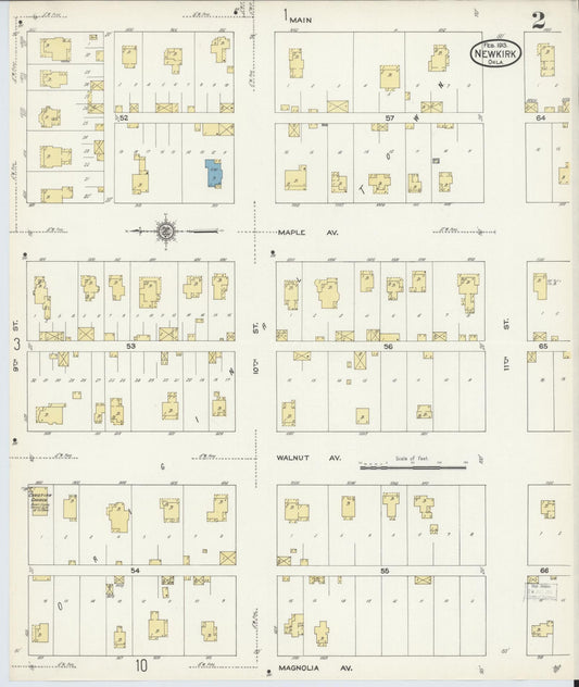 Sanborn Fire Insurance Map from Newkirk, Kay County, Oklahoma (1913), Sheet #0002 - Historic Sanborn Fire Insurance Map Print, vintage old map wall art, antique decor, genealogy gift, Oklahoma Oklahoma map