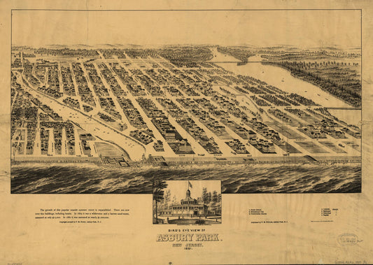 Bird's eye view of Asbury Park, New Jersey, 1881. (1881) – Historic Bird’s-Eye View Panorama Print