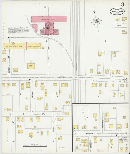 Sanborn Fire Insurance Map from Winchester, Middlesex County, Massachusetts (1899), Sheet #0003 - Historic Sanborn Fire Insurance Map Print, vintage old map wall art, antique decor, genealogy gift, Massachusetts Massachusetts map