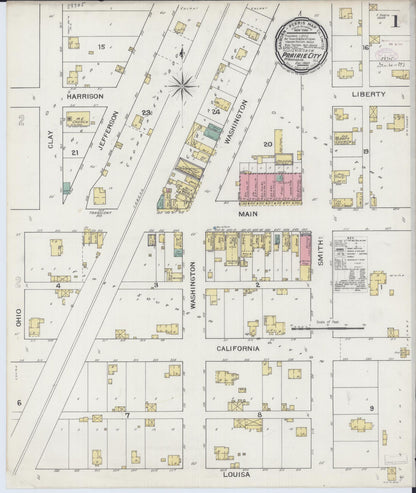Sanborn Fire Insurance Map from Prairie City, Mcdonough County, Illinois (1893), Sheet #0001 - Complete Map Set gallery image, historic Sanborn map, vintage wall art, Illinois Illinois
