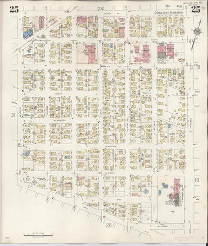 Sanborn Fire Insurance Map from Michigan City, La Porte County, Indiana (1948), Sheet #0025 - Complete Map Set gallery image, historic Sanborn map, vintage wall art, Indiana Indiana