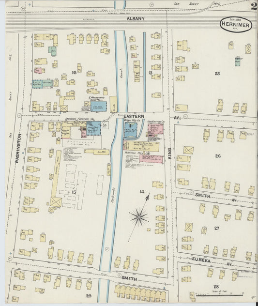Sanborn Fire Insurance Map from Herkimer, Herkimer County, New York (1890), Sheet #0002 - Historic Sanborn Fire Insurance Map Print, vintage old map wall art, antique decor, genealogy gift, New York New York map