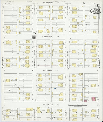 Sanborn Fire Insurance Map from Shawnee, Pottawatomie County, Oklahoma (1919), Sheet #0006 - Complete Map Set gallery image, historic Sanborn map, vintage wall art, Oklahoma Oklahoma