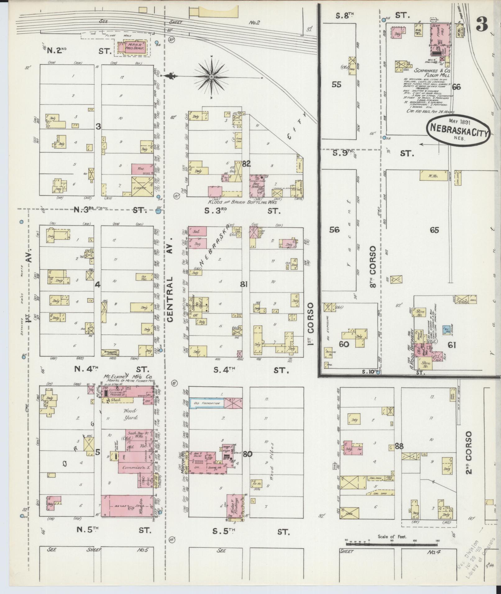 Sanborn Fire Insurance Map from Nebraska City, Otoe County, Nebraska (1891), Sheet #0003 - Complete Map Set gallery image, historic Sanborn map, vintage wall art, Nebraska Nebraska