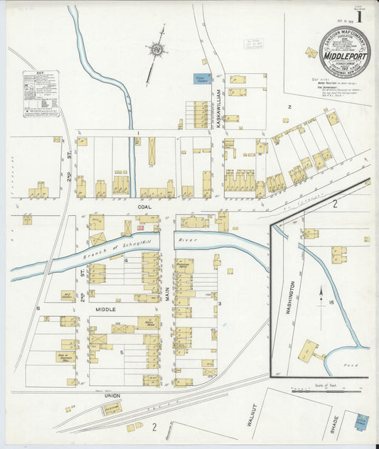 Sanborn Fire Insurance Map from Middleport, Schuylkill County, Pennsylvania (1912), Sheet #0001 - Complete Map Set gallery image, historic Sanborn map, vintage wall art, Pennsylvania Pennsylvania