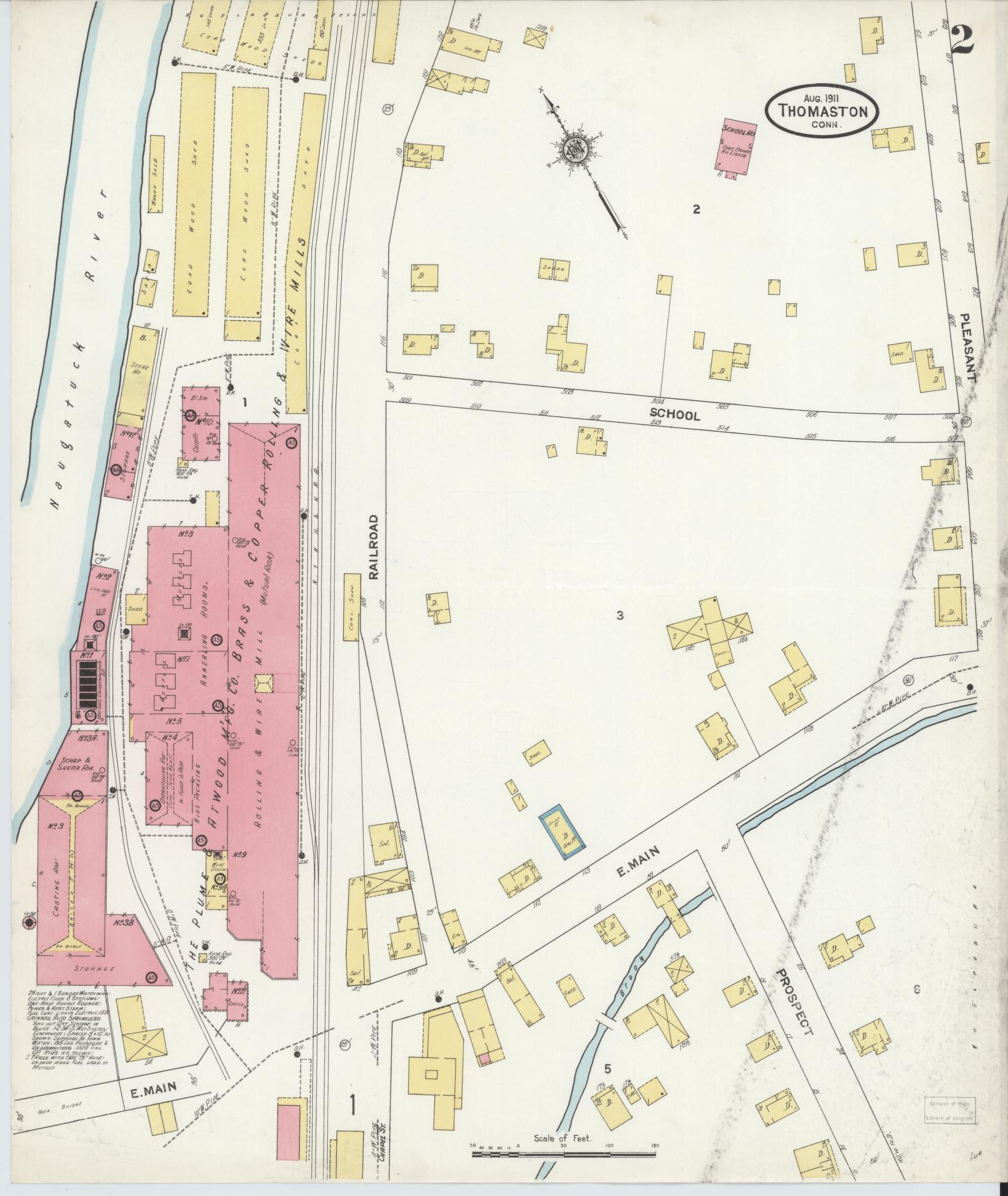 Sanborn Fire Insurance Map from Thomaston, Litchfield County, Connecticut (1911), Sheet #0002 - Historic Sanborn Fire Insurance Map Print, vintage old map wall art, antique decor, genealogy gift, Connecticut Connecticut map
