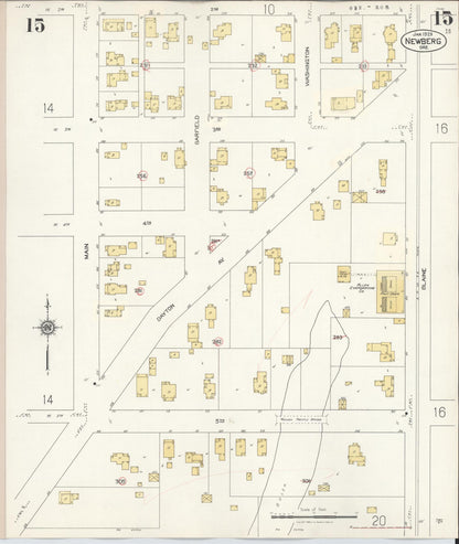 Sanborn Fire Insurance Map from Newberg, Yamhill County, Oregon (1934), Sheet #0015 - Complete Map Set gallery image, historic Sanborn map, vintage wall art, Oregon Oregon