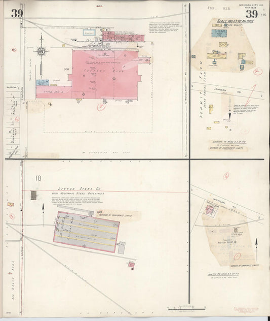 Sanborn Fire Insurance Map from Michigan City, La Porte County, Indiana (1948), Sheet #0039 - Historic Sanborn Fire Insurance Map Print, vintage old map wall art, antique decor, genealogy gift, Michigan Michigan map