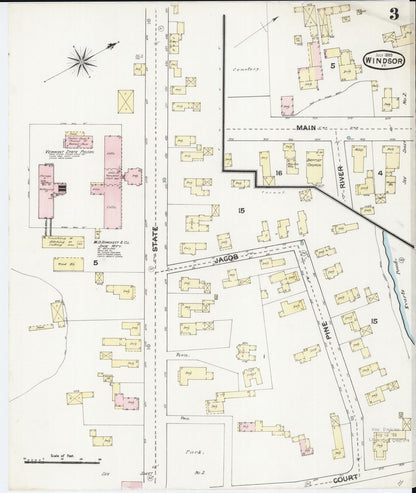 Sanborn Fire Insurance Map from Windsor, Windsor County, Vermont (1889), Sheet #0003 - Complete Map Set gallery image, historic Sanborn map, vintage wall art, Vermont Vermont