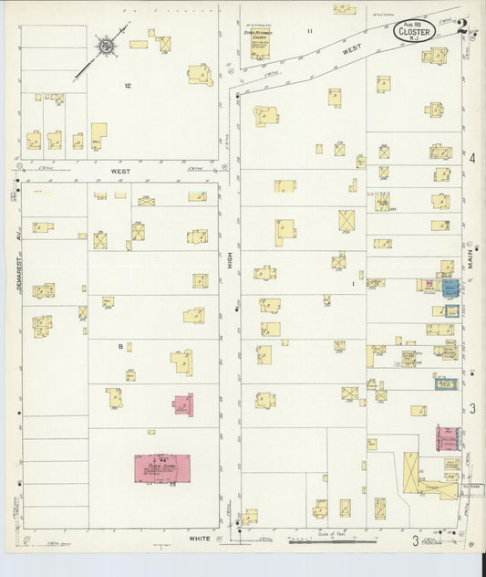 Sanborn Fire Insurance Map from Closter, Bergen County, New Jersey (1913), Sheet #0002 - Historic Sanborn Fire Insurance Map Print, vintage old map wall art, antique decor, genealogy gift, New Jersey New Jersey map