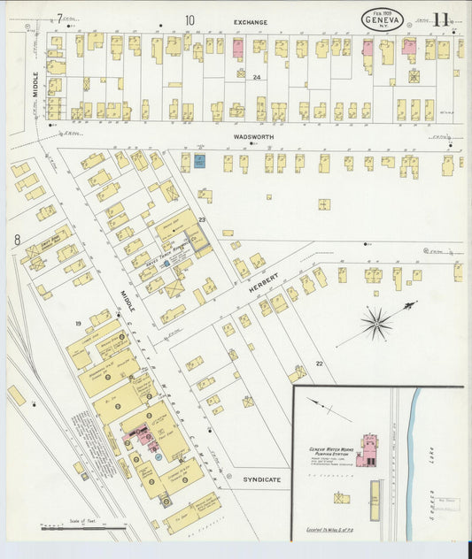 Sanborn Fire Insurance Map from Geneva, Ontario County, New York (1909), Sheet #0011 - Historic Sanborn Fire Insurance Map Print, vintage old map wall art, antique decor, genealogy gift, New York New York map