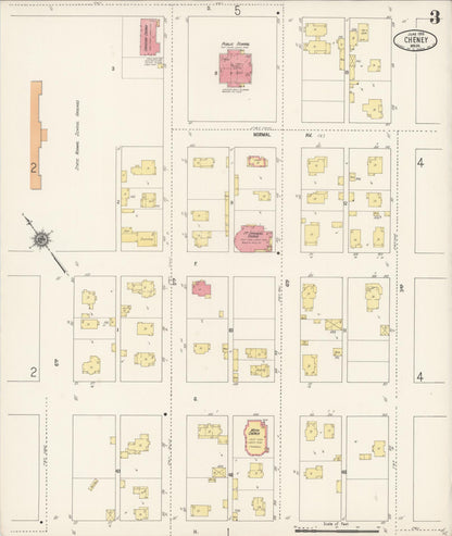 Sanborn Fire Insurance Map from Cheney, Spokane County, Washington (1916), Sheet #0003 - Complete Map Set gallery image, historic Sanborn map, vintage wall art, Washington Washington