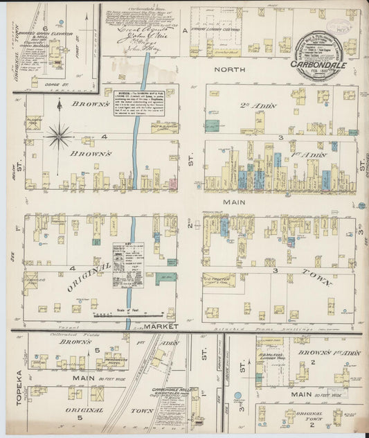 Sanborn Fire Insurance Map from Carbondale, Osage County, Kansas (1885), Sheet #0001 - Historic Sanborn Fire Insurance Map Print, vintage old map wall art, antique decor, genealogy gift, Kansas Kansas map