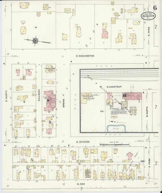 Sanborn Fire Insurance Map from Du Quoin, Perry County, Illinois (1910), Sheet #0006 - Historic Sanborn Fire Insurance Map Print, vintage old map wall art, antique decor, genealogy gift, Illinois Illinois map