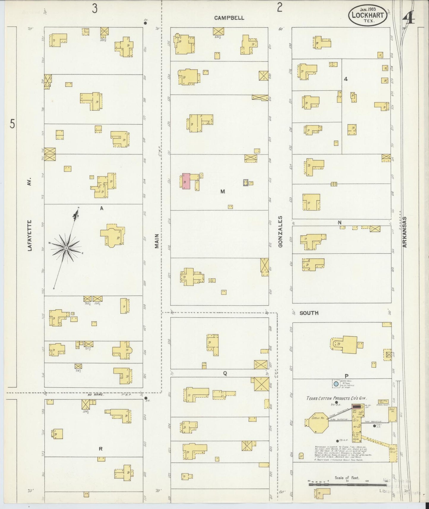 Sanborn Fire Insurance Map from Lockhart, Caldwell County, Texas (1903), Sheet #0004 - Complete Map Set gallery image, historic Sanborn map, vintage wall art, Texas Texas