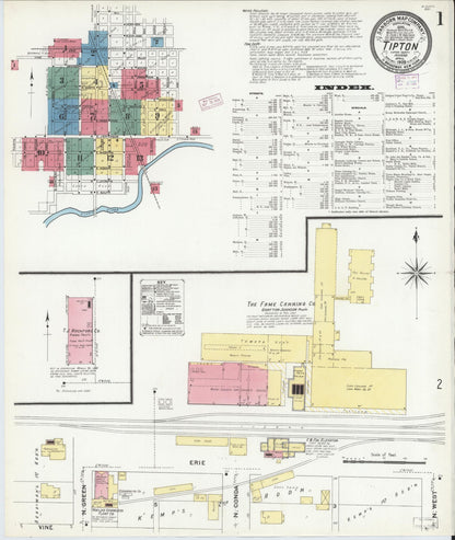 Sanborn Fire Insurance Map from Tipton, Tipton County, Indiana (1909), Sheet #0001 - Historic Sanborn Fire Insurance Map Print, vintage old map wall art, antique decor, genealogy gift, Indiana Indiana map